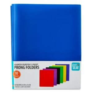 Pen+Gear Poly Prong Folders, 10 Pack, Assorted Colors